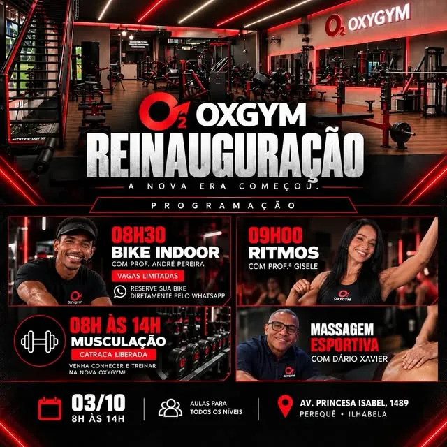 🔥 A NOVA ERA OXYGYM COMEÇOU! Chegou a hora de celebrar oficialmente a nossa REINAUGURAÇÃO. ❤️‍🔥 Uma manhã especial para…